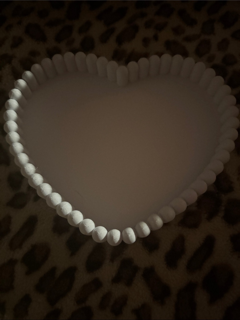 White Heart Beaded Decorative Tray - Home Accents